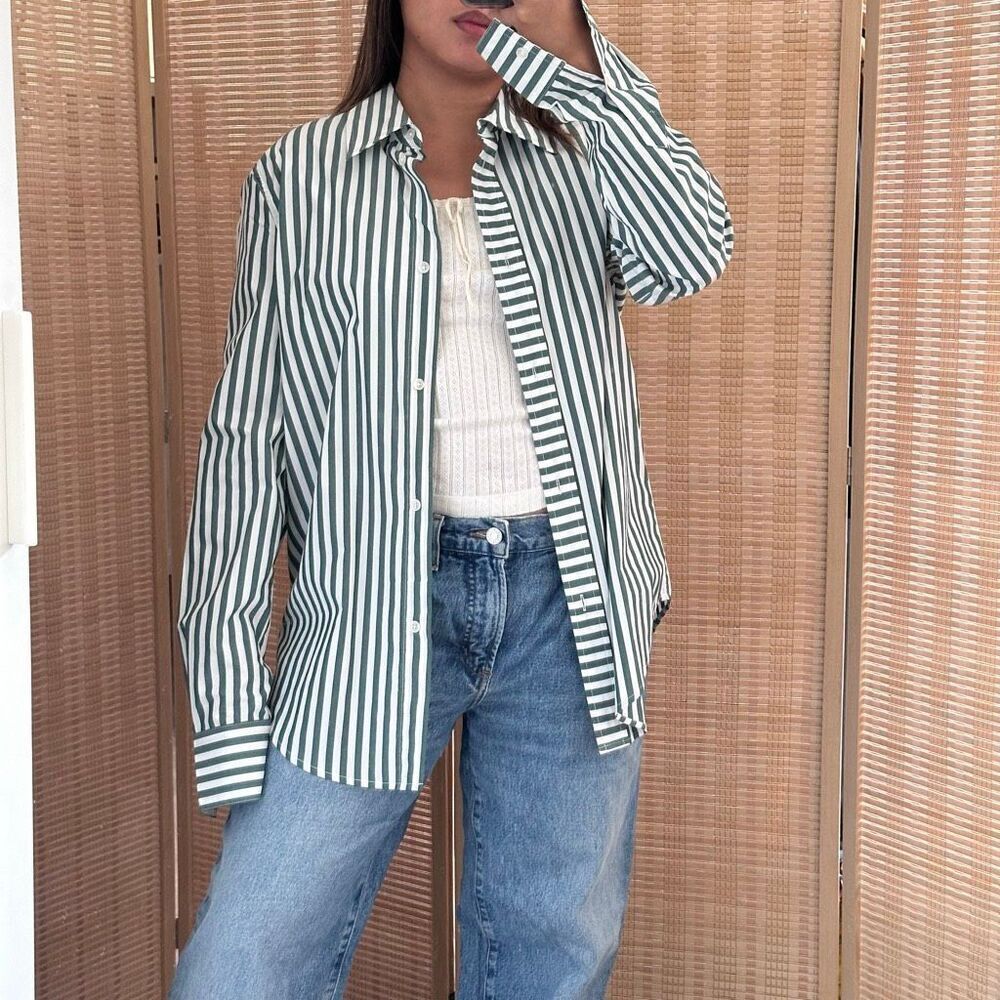 NWT solid and striped button down - Picture 2 of 7